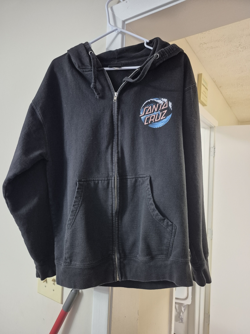 Santa Cruz Skateboards Men's Black Zip-Up Hoodie Jacket
